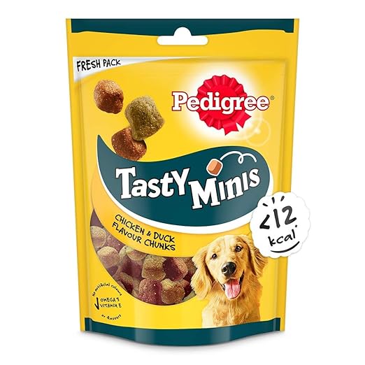 Pedigree Tasty Minis Cubes Adult Dog Treat, Chicken & Duck Flavour Chunks - 130 g Pack (pack of 8)